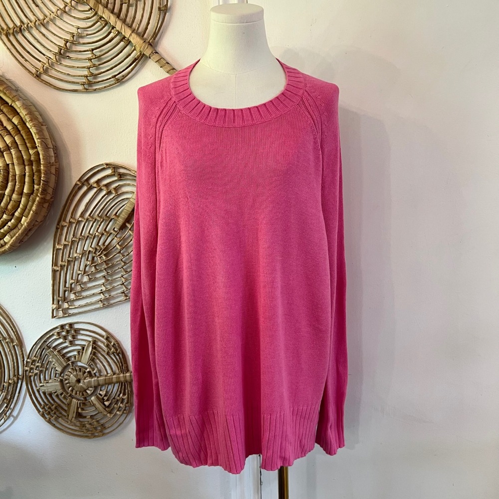 Old Navy Pink Sweater XL Cotton Blend Lightweight Knit Crewneck Pullover